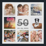 Imitation Canevas Anniversaire 50 personnalisé photo collage blanc m<br><div class="desc">Un cadeau unique de 50ème anniversaire (ou tout âge) ou de garder un souvenir, célébrant sa vie avec un collage de 8 de vos photos. Ajoutez des images de sa famille, de ses amis, de ses animaux de compagnie, de ses loisirs ou de sa destination de voyage de rêve. Personnalisez...</div>