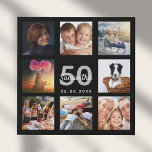 Imitation Canevas Anniversaire 50 personnalisé photo collage noir mo<br><div class="desc">Un cadeau unique de 50ème anniversaire (ou tout âge) ou de garder un souvenir, célébrant sa vie avec un collage de 8 de vos photos. Ajoutez des images de sa famille, de ses amis, de ses animaux de compagnie, de ses loisirs ou de sa destination de voyage de rêve. Personnalisez...</div>