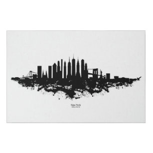 Imitation Canevas Aquarelle New York Skyline noir et blanc