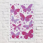Imitation Canevas Aquarelle papillon Magenta Rose<br><div class="desc">Motif de papillons Magenta rose et blanc aquarelle. Art original de Nic Squirrell.</div>