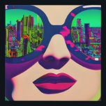Imitation Canevas Art coloré Femme dans lunettes de soleil Ville Réf<br><div class="desc">Jolie dame regardant la ville à travers ses gros lunettes de soleil croustillantes avec un reflet de la ville coloré art de l'IA.</div>