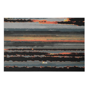 Imitation Canevas Art moderne Seasat Gris Noir Orange Sunset