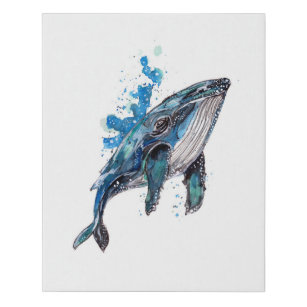 Imitation Canevas Baleine à bosse bleue