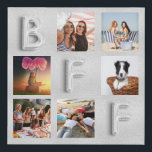 Imitation Canevas Best Friends argent photo collage BFF<br><div class="desc">Un cadeau unique pour votre(s) meilleur(s) ami(s) célébrant votre vie avec un collage de 6 de vos propres photos,  photos. Un arrière - plan à l'allure métallique en faux argent tendance. Les lettres BFF sont écrites avec une police de style ballon.</div>