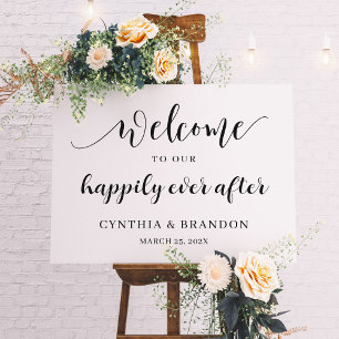 Imitation Canevas Bienvenue dans notre heureux mot après le Mariage