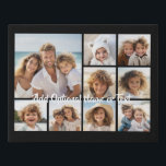 Imitation Canevas Black 9 Photo Carré Collage - avec script blanc<br><div class="desc">Vous pouvez utiliser des photos carrés ou selfies pour cette conception. Utilisez huit photos carrés pour créer un cadeau unique et personnel. Ou vous pouvez garder le chiot hipster et faire un gardien branché. Si vous avez besoin d'ajuster les images,  cliquez sur l'outil personnaliser pour apporter des modifications.</div>