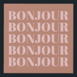 Imitation Canevas Bonjour | Typographie française Terracotta et Blus<br><div class="desc">Bonjour français moderne minimaliste en Terracotta et toile blanche Imprimer</div>