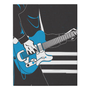 Imitation Canevas Canvas Punk Guitare Bleu Mur