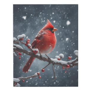 Imitation Canevas Cardinal rouge sur la branche de l'arbre en neige