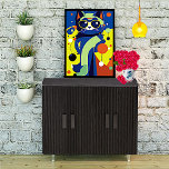 Imitation Canevas Chat d'art pop coloré<br><div class="desc">Toile enveloppée Faux,  avec des graphiques colorés pop art style d'un chat cool en lunettes.</div>