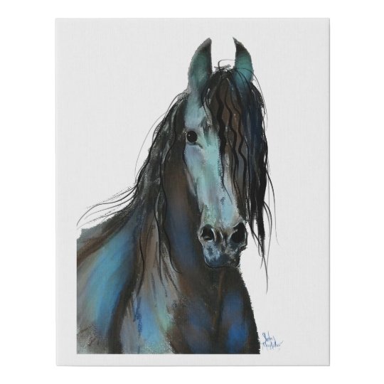 Imitation Canevas Cheval Frison Noir L Un Zazzle Fr