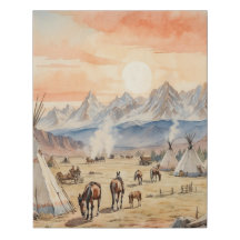 Chevaux de Teepee, art amérindien de l'Ouest vinta