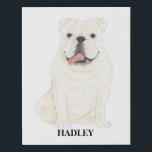 Imitation Canevas Chien-taureau anglais blanc personnalisé<br><div class="desc">Je suis amoureux de cette photo d'aquarelle magnifiquement détaillée d'un chien de taureau anglais blanc souriant ! Personnalisez ces imprimés d'art en toile avec votre nom ou monogramme et changez même la couleur arrière - plan pour compléter votre décor ! Magasinez le reste de ma collection pour le plus doux...</div>