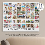 Imitation Canevas Collage photo personnalisé couleur personnalisée 4<br><div class="desc">Créez un souvenir photo 20x16" sur une fausse impression de toile dans votre choix de couleurs en utilisant ce modèle facile à télécharger avec 45 photos pour commémorer un événement spécial ou un jalon ou pour un cadeau photo de conservation personnalisé avec votre texte, titre ou message personnalisé (illustré avec...</div>