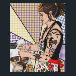 Imitation Canevas Cuisine Lady tatouée Art Pop Retro<br><div class="desc">J'ai dessiné cette photo de ma fille cuisine à Noël dans la cuisine avec un flash rétro pop art.</div>