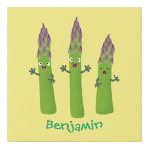 Imitation Canevas Cute asperges chantant un trio végétal dessin anim