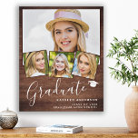 Imitation Canevas Diplôme Rustique 4 Photo Diplômé Personnalisé<br><div class="desc">Célébrez votre diplômé et offrez un cadeau personnalisé avec cette toile de graduation de collage photo personnalisée sur un design rustique en bois. Cette toile de collage photo unique est une toile de gardien chère. Customisez avec 4 de vos photos préférées d'études supérieures ou collégiales, et personnalisez avec l'année de...</div>