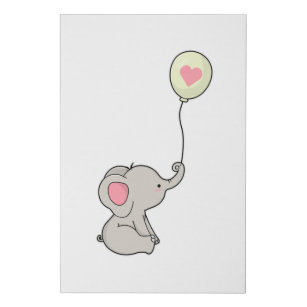 Imitation Canevas Elephant avec coeur en Ballon
