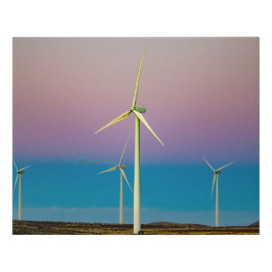 Imitation Canevas Énergie éolienne de la ferme à Dusk