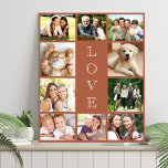 Imitation Canevas Family Love 10 Photo Collage Terracotta<br><div class="desc">Un montage photo en terre cuite imitation toile pour célébrer votre famille,  les proches,  les amis,  les animaux de compagnie ou un événement spécial. Personnaliser avec 10 photos. "LOVE" est écrit au milieu dans la typographie élégante.</div>