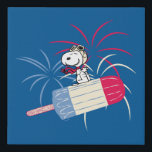 Imitation Canevas Flying Ace Snoopy on Ice Pop<br><div class="desc">4 juillet cacahuètes | Découvrez Flying Ace Snoopy sur une glace pop rouge,  blanche et bleue,  surplombant les feux d'artifice dans le ciel !</div>
