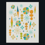 Imitation Canevas Formes de l'Âge atomique amusantes Démarrage Mi-si<br><div class="desc">Mettez un peu d'étoffe sur vos murs avec cette imitation de toile de l'âge atomique funky du milieu du siècle ! Ce design présente des formes mcm rétro en orange,  turquoise,  vert avocat,  bleu et bronzé,  sur un arrière - plan crème pâle.</div>