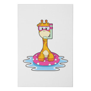 Imitation Canevas Girafe à la natation avec tuba