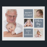 Imitation Canevas Grand-père Première Fête des pères 4 Photo Collage<br><div class="desc">Première idée cadeau de fête des pères pour grand-père - Une toile photo moderne avec une grille de collage créée avec 4 images et message sur un bloc de couleur gris ardoise tendance.</div>