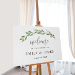 Imitation Canevas Green Foliage Mariage ou Affiche de bienvenue d'év<br><div class="desc">Un signe tout simplement élégant que vos invités vont adorer. Les couleurs textuelles et arrière - plans sont entièrement modifiables pour correspondre à votre thème ! Conception par © berryberrysweet. Des fichiers numériques imprimables et des articles correspondants sont disponibles ! Visitez notre site web à www.berryberrysweet.com pour plus de détails...</div>