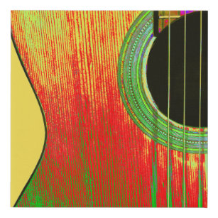 Imitation Canevas Guitare acoustique Abstraite colorée