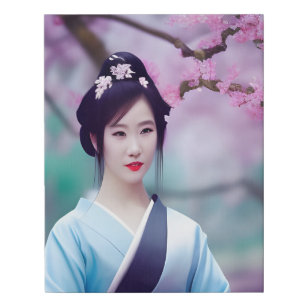 Imitation Canevas Japonais Geisha Tree AI Créé un style photo
