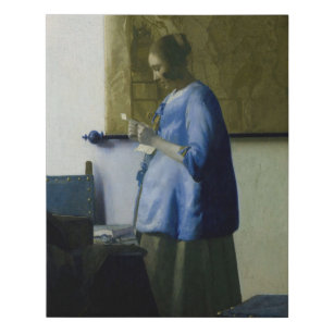Imitation Canevas Johannes Vermeer - Une femme en bleu lisant une le