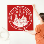Imitation Canevas Joyeux Noël Joyeux Vacances Hiver Personnalisé<br><div class="desc">Joyeux Noël Joyeux Vacances Hiver Nom personnalisé Faux Canvas Art présente le texte "Joyeux Noël et Joyeuses Vacances" en écriture blanche moderne sur un arrière - plan rouge et personnalisé avec votre nom autour d'une maison avec des arbres de Noël et des flocons de neige. Parfait pour les fêtes de...</div>