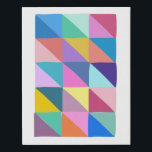 Imitation Canevas Jumelage géométrique Abstrait coloré<br><div class="desc">Cette oeuvre d'art amusante présente un triangle patchwork abstrait dans une palette colorée de bleu,  rose,  violet,  jaune et plus.</div>