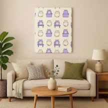 Kawaii Chat Chonky Lavande Impression sur Toile Mi