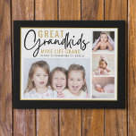 Imitation Canevas Les petits font la vie Grands grands-parents 4 Pho<br><div class="desc">Un collage photo moderne cadeau pour grands-parents avec une citation sentimentale "Les petits-enfants font la vie grand".Personnalisez avec 4 photos et noms de petits-enfants pour en faire un cadeau mémorable pour la fête de la mère de Noël,  le jour des grands-parents,  et anniversaire..</div>