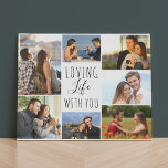 Imitation Canevas Love Life with You 7 Photo Collage | Blanc<br><div class="desc">Style photo collage faux toile que vous pouvez personnaliser avec 7 de vos photos préférées. Ce design chic en noir et blanc est écrit avec les mots "aimer la vie avec vous" dans l'élégant script manuscrit et la typographie de police maigre. Le modèle photo est configuré pour vous permettre d'ajouter...</div>