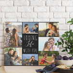 Imitation Canevas Love Life with You 7 Photo Collage | Noir<br><div class="desc">Style photo collage faux toile que vous pouvez personnaliser avec 7 de vos photos préférées. Ce design chic en noir et blanc est écrit avec les mots "aimer la vie avec vous" dans l'élégant script manuscrit et la typographie de police maigre. Le modèle photo est configuré pour vous permettre d'ajouter...</div>