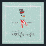 Imitation Canevas Magic and Wonder Christmas Snowman Mint ID440<br><div class="desc">Belle conception minimaliste en fausse toile de Noël avec un bonhomme de neige stylisé encadré en blanc sur un arrière - plan vert menthe parsemé de flocons de neige et d'étoiles. Une élégante typographie tendance de "Magic and Wonder" complète le design. Recherchez ID440 pour voir d'autres produits de coordination et...</div>