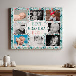 Imitation Canevas Meilleur collage photo floral de grand-mère<br><div class="desc">Célébrez la meilleure grand-mère de tous les temps avec cette impression personnalisée de toile qui fait chaud au coeur. Avec un collage photo personnalisé entouré d'un beau design botanique floral aux teintes rose et bleue, cette oeuvre d'art est un cadeau sincère pour les anniversaires, la fête des mères, ou toute...</div>