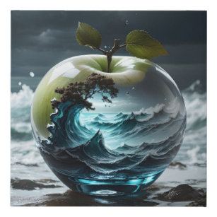 Imitation Canevas Mer orageuse en verre translucide Pomme