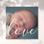 Imitation Canevas Modern Simple Baby Photo Script Love<br><div class="desc">Personalize with your favourite baby photo,  featuring a beautiful white script font of the word love,  creating a unique memory.  Perfect for your special little one's nursery or for a room in your home that everyone can enjoy. A beautiful keepsake to treasure! Designed by Thisisnotme©</div>
