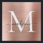 Imitation Canevas Monogramme d'or rose Générique de métal brossé<br><div class="desc">Monogramme d'or rose Script Girly Brossé Métal Faux Canvas Imprimer</div>
