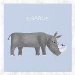 Imitation Canevas Nom personnalisé de l'Amoureux des animaux de Rhin<br><div class="desc">Illustration amusante de rhinocéros pour les amoureux des animaux et de la faune. Parfait pour les garçons ou les filles. Modifiez ou supprimez le nom à customiser.</div>