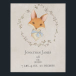 Imitation Canevas Nom personnalisé Statistiques de naissance Floral<br><div class="desc">Peinture murale douce avec joli bébé renard avec ruban bleu. Personnalisez avec votre choix de nom et vos statistiques de naissance. Cela aura l'air si parfait dans votre petite garderie ou chambre.</div>