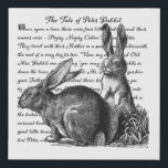 Imitation Canevas Nourriture vintage lapin noir et crème<br><div class="desc">Ce design présente un design rustique vintage de lapin noir et blanc, avec le texte de Tales of Peter Rabbit dans l'arrière - plan. Parfait pour la chambre ou la crèche d'un enfant, ou pour la décoration de printemps et de Pâques. Fonctionne très bien avec la décoration de la ferme...</div>