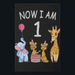 Imitation Canevas Now I le 1er jour du Birthday<br><div class="desc">Joyeux anniversaire. Funny and lovely Kids Birthday design with a cute Elephant,  two ferrets and a girafe celebrating your birthday at the zoo.</div>