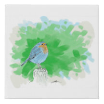 Oiseau Bleu sur toile Post Faux Imprimer