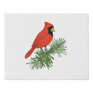 Imitation Canevas Oiseau cardinal rouge sur pin