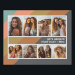 Imitation Canevas Pastel Retro Stripe 8 Photo Collage Girls Week-end<br><div class="desc">Un souvenir amusant de Spring Break ou d'autres vacances amusantes! Comprend un 8 Modèle photo dans une grille simple avec une bordure blanche. Un motif rayé amusant et rétro avec des rayures sur un arrière - plan gris. et une police simple font un design moderne et minimal.</div>